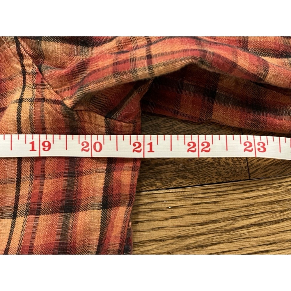 Pendleton Womens 100% Cotton Red Orange Plaid Long Sleeve Shirt Medium - Picture 7 of 9